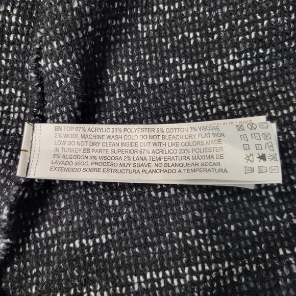 Forever 21 Waterfall Cardigan Womens Large Black White Open Front Knit Sweater - Picture 9 of 12